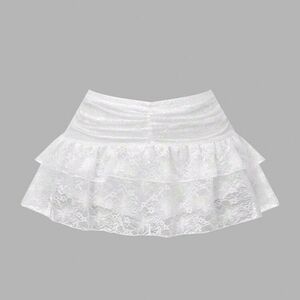 Elegant White Lace Tiered Skirt